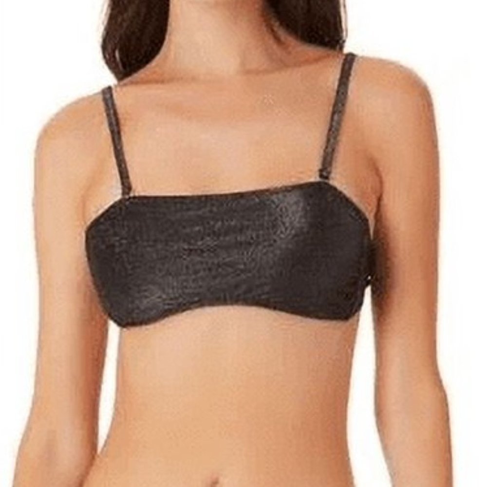 California Waves Metallic Shine Bandeau Neckline Bikini Top - Picture 8 of 9